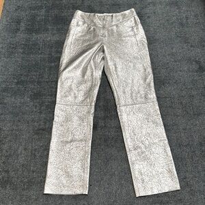 Sandro silver metallic leather pant